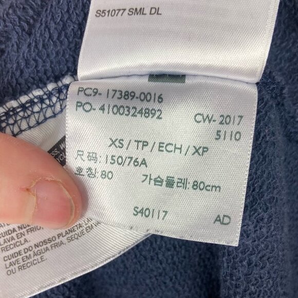 Levis Classic Sweatshirt Hoodie Navy Blue Fleece Size XS Hooded Spellout Zipper - Picture 9 of 11